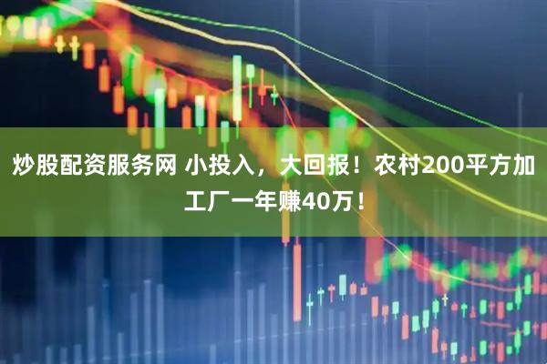 炒股配资服务网 小投入，大回报！农村200平方加工厂一年赚40万！