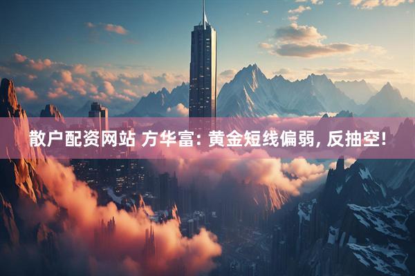 散户配资网站 方华富: 黄金短线偏弱, 反抽空!